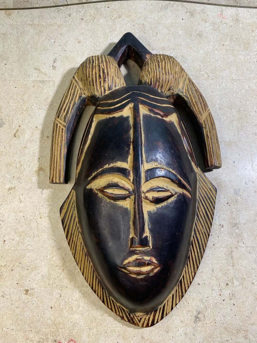 Vintage Hand-Carved Guro Baule Tribal Mask from Ghana